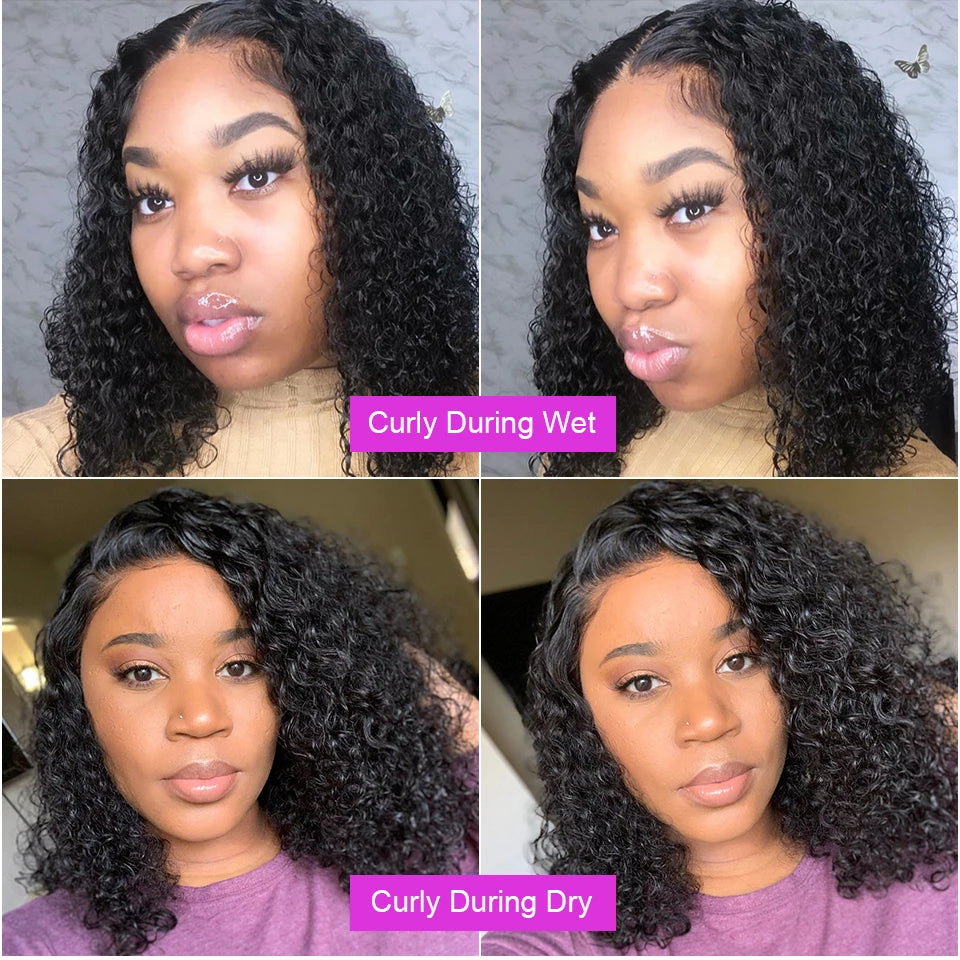 Brazilian Short Bob 13X4 13X6 Lace Frontal Human Hair Deep Wave HD Transparent Lace Front Curly 4X4 Glueless Lace Wigs For Women