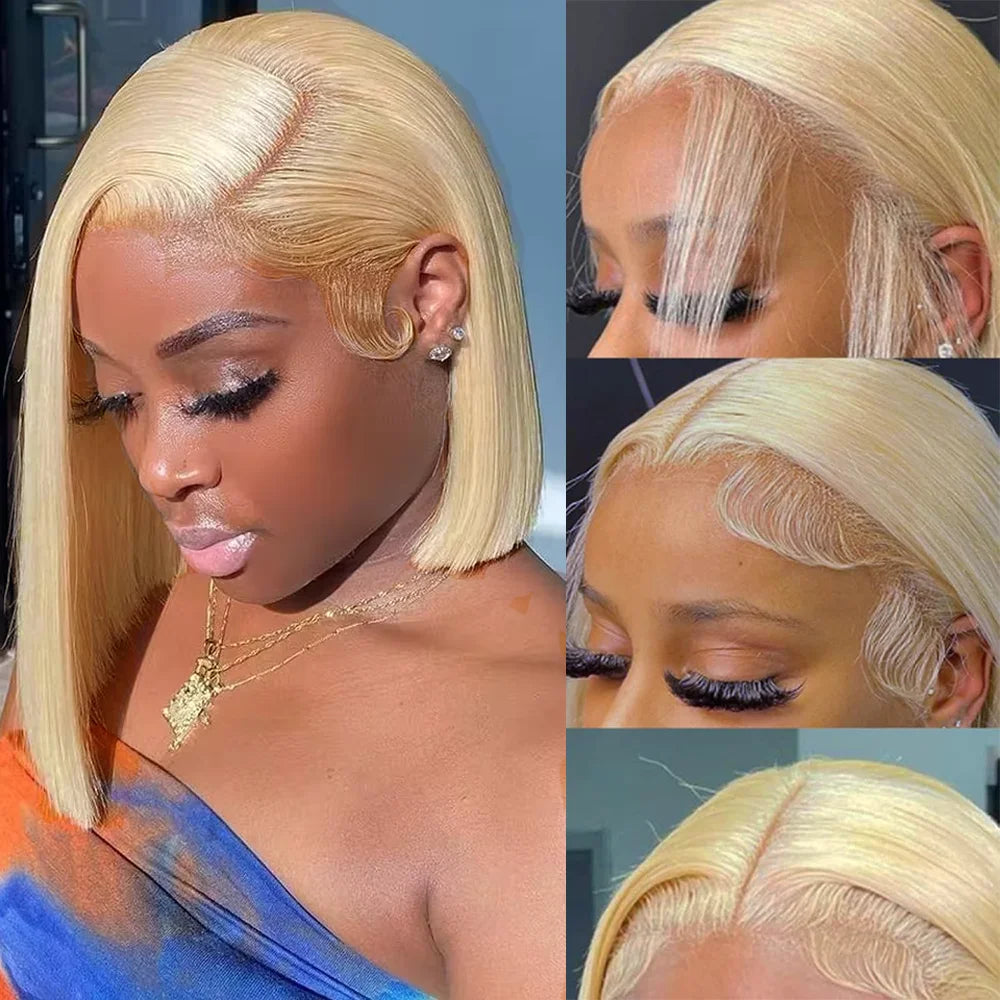 8 Inch 613 Bob Honey Blonde Lace Front Human Hair Wigs For Women Human Hair Remy Brazilian Cheap 13x6 Straight Short Bob Wig