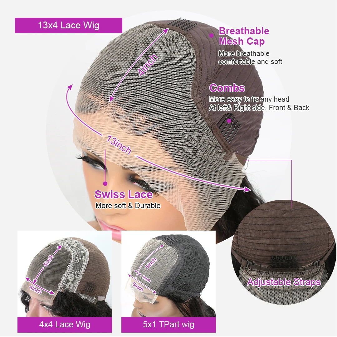 Brazilian Short Bob 13X4 13X6 Lace Frontal Human Hair Deep Wave HD Transparent Lace Front Curly 4X4 Glueless Lace Wigs For Women