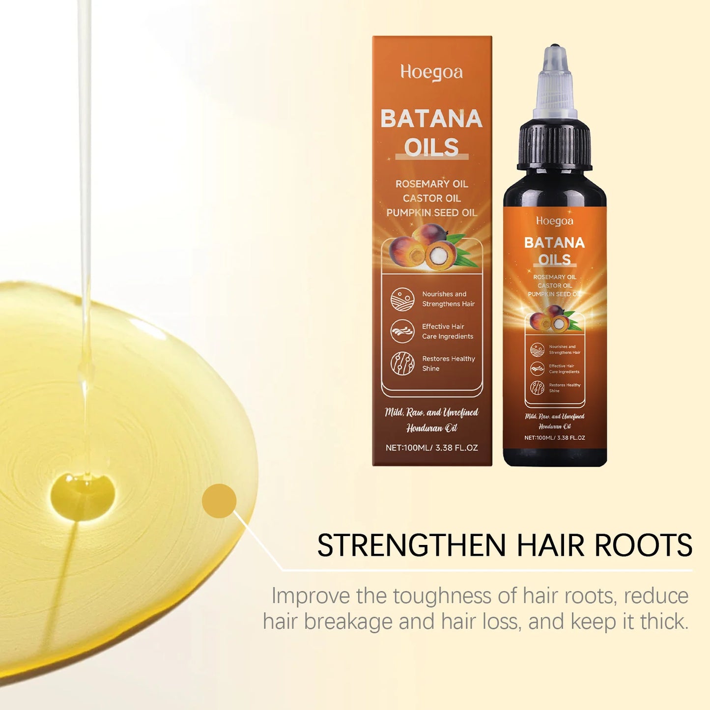 Hoegoa Batana Hair Growth Oil Deeply Nourishing Roots Keep Soft Oil Control Reduce Damaged Scalp Massage Hair Care Serum 100ml