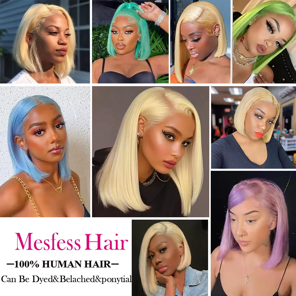 8 Inch 613 Bob Honey Blonde Lace Front Human Hair Wigs For Women Human Hair Remy Brazilian Cheap 13x6 Straight Short Bob Wig