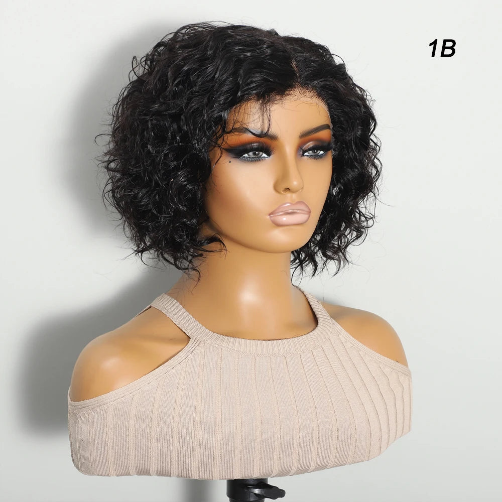 No Glue Water Wave 13x5*1 Loose Wave Glueless Wig Human Hair Ready Pre-Cut Lace Lace Frontal Wigs For Women Pre Plucked 10inch
