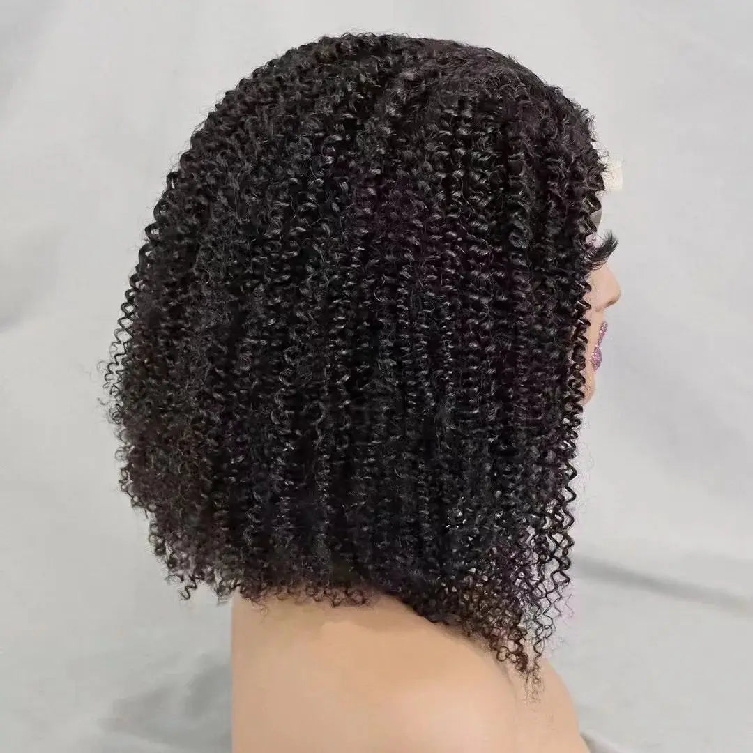 12-16 Inches 4x4 Lace Closure Afor Kinky Curly Bob Human Hair Wigs for Black Women 300% Density Short Bob Hair Wig PrePlucked