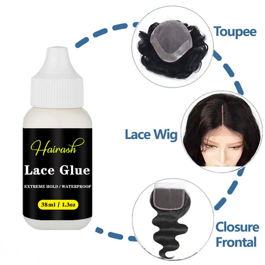 Hairash Hair Extensions Adhesive Wig Glue + Glue Remover + Hair Wax Stick+ Lace Tint Spray + Edge Control + Headbands For Wigs