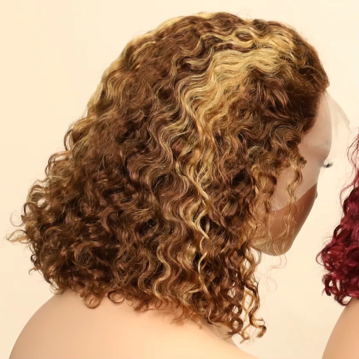 Water Wave 250 Density Short Bob Lace Front Human Hair Wig For Women Deep Wave Pre Plucked Highlight 99J Burgundy Ginger Orange