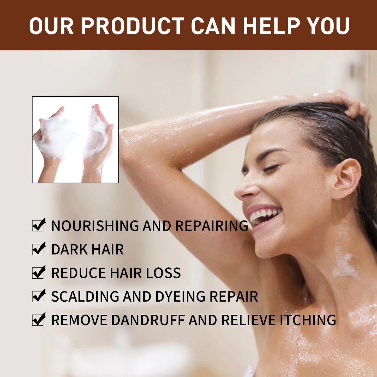 Black Hair Soap Hair Darkening Bar Repair Coverage Gray White Color Dye Hair Nourishing Smoothing Polygonum Multiflorum Shampoo
