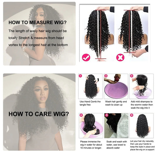 30 40 Inch Kinky Curly Wigs 13x6 Hd Lace Frontal Wig Black Deep Wave 13x4 Wet And Wavy Water Wave 100% Human Hair Wig For Women