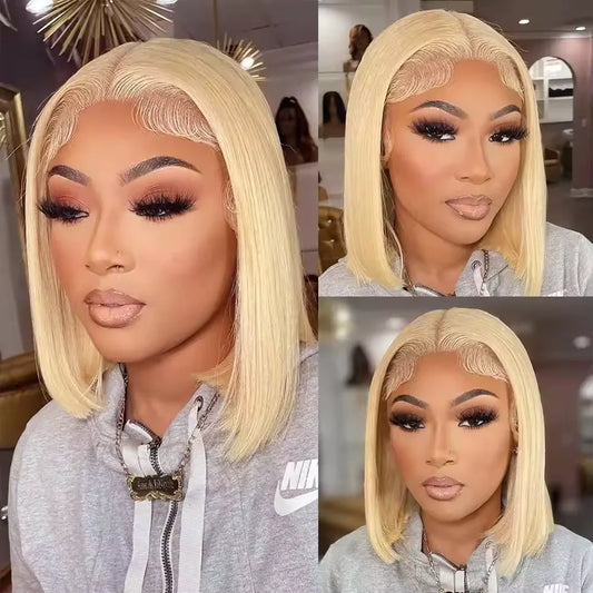 8 Inch 613 Bob Honey Blonde Lace Front Human Hair Wigs For Women Human Hair Remy Brazilian Cheap 13x6 Straight Short Bob Wig