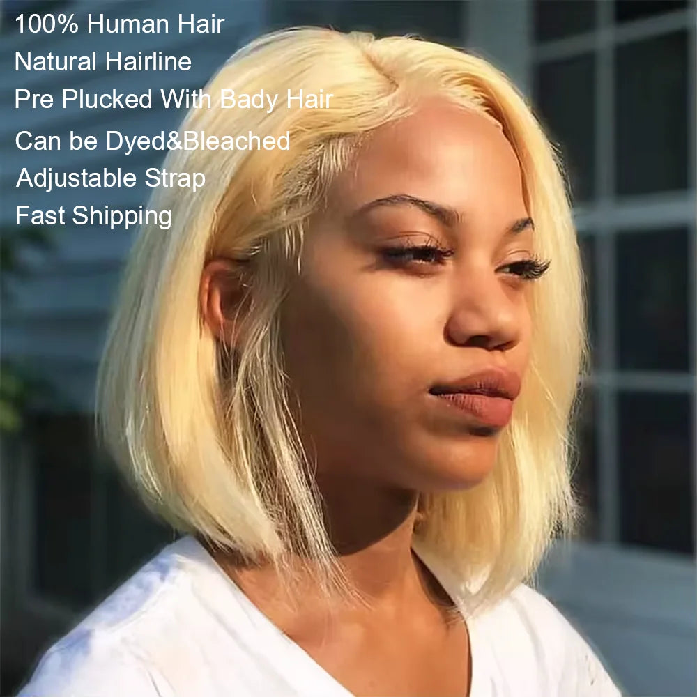8 Inch 613 Bob Honey Blonde Lace Front Human Hair Wigs For Women Human Hair Remy Brazilian Cheap 13x6 Straight Short Bob Wig
