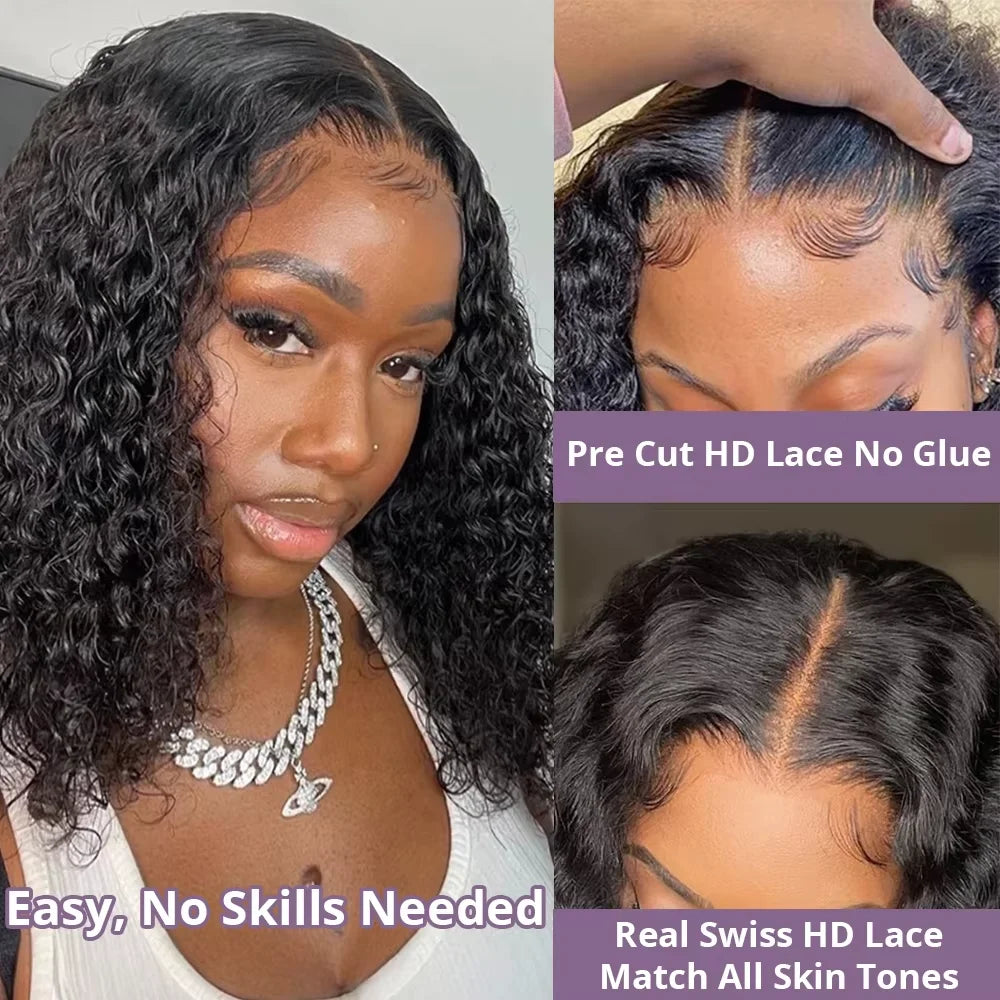 230% Deep Wave Short Bob Wig 13x4 Lace Front Wig 4X4 Lace Closure Wig With Baby Hair Water Wave 5x5 Glueless Wig For Women