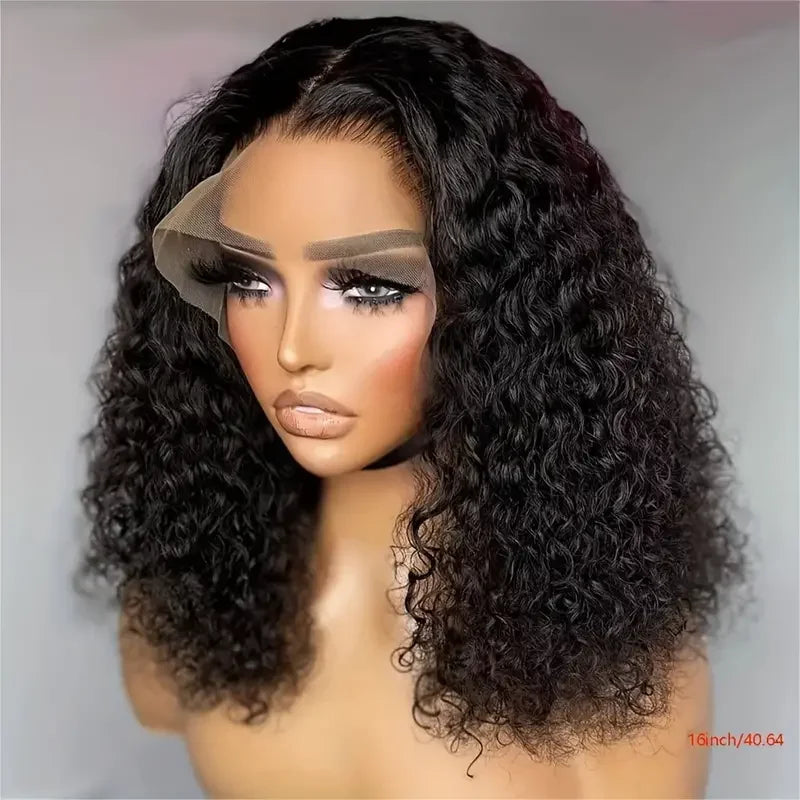 Short Bob Wig Kinky Curly Wear GoGlueless Lace Front Human Hair Wigs for Black Women Pre Plucked Transparent Lace Frontal Wigs