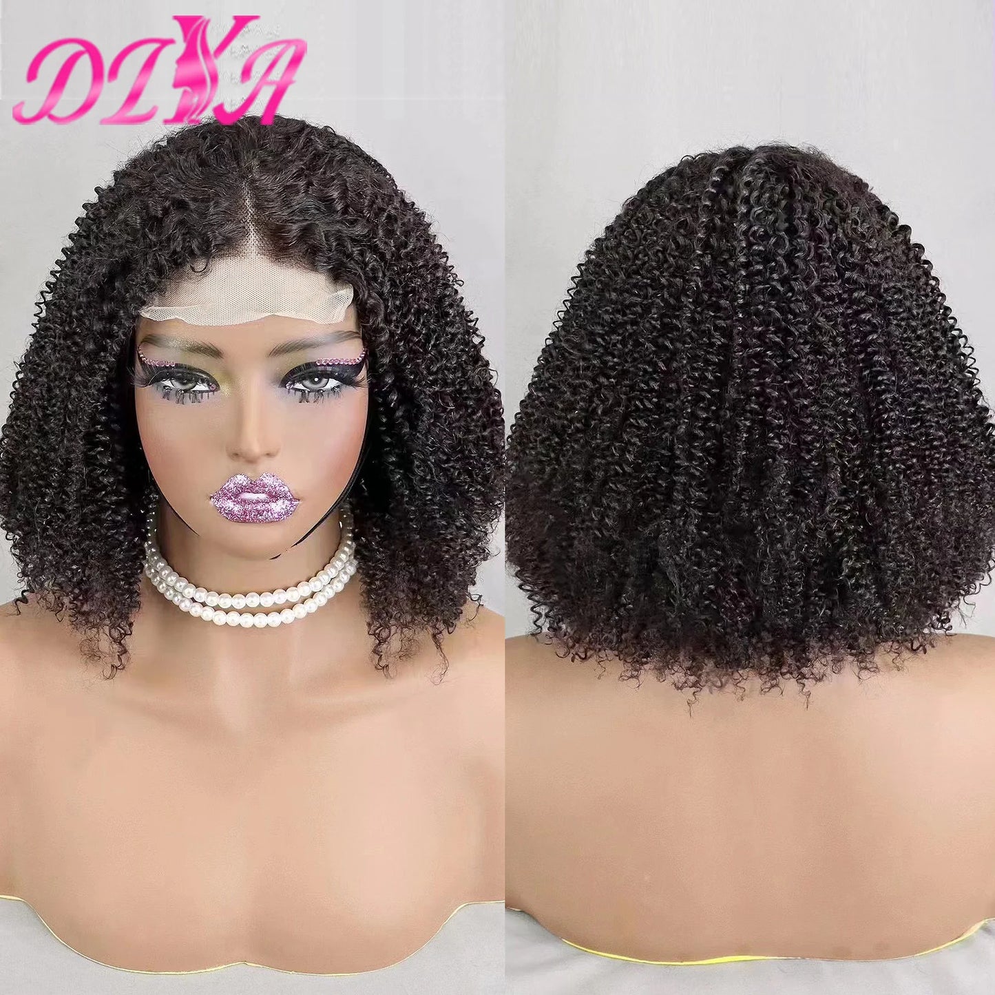 12-16 Inches 4x4 Lace Closure Afor Kinky Curly Bob Human Hair Wigs for Black Women 300% Density Short Bob Hair Wig PrePlucked