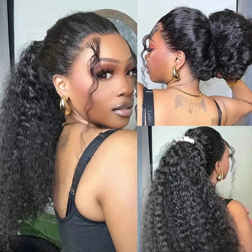Invisible Strap 360 HD Full Lace Wig Human Hair Glueless Wig Pre Cut Lace 250 Density Deep Curly 360 Lace Front Wig Preplucked