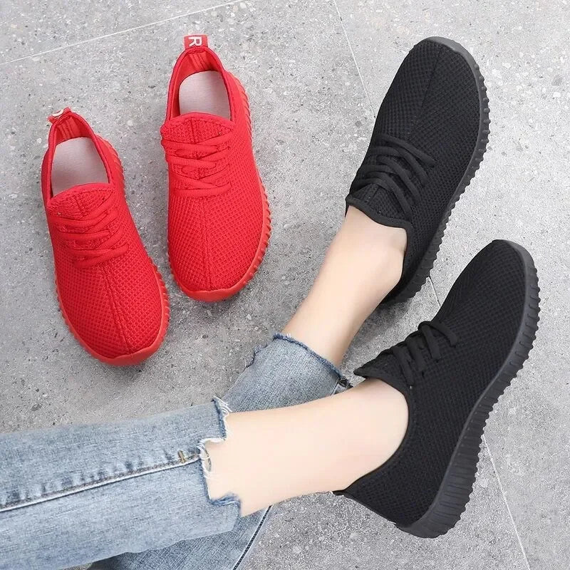 Women's Vulcanize Shoes 2024 Sneakers Solid Black Red Shoes Gym
