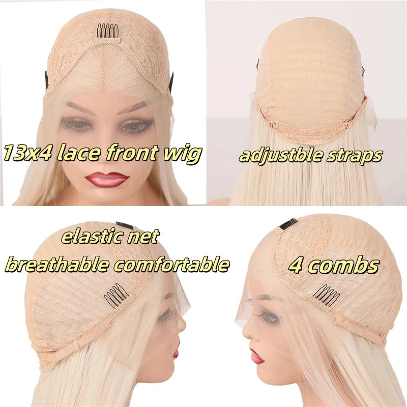 Balayage Wavy Blonde Brown Blend Lace Front Wig HD Skin Top Wig 24 Inches Bouncy Wavy Wig For Women Natural Realistic Lace Wig