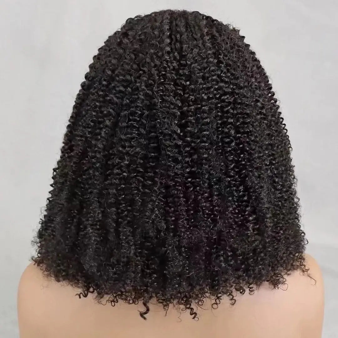 12-16 Inches 4x4 Lace Closure Afor Kinky Curly Bob Human Hair Wigs for Black Women 300% Density Short Bob Hair Wig PrePlucked
