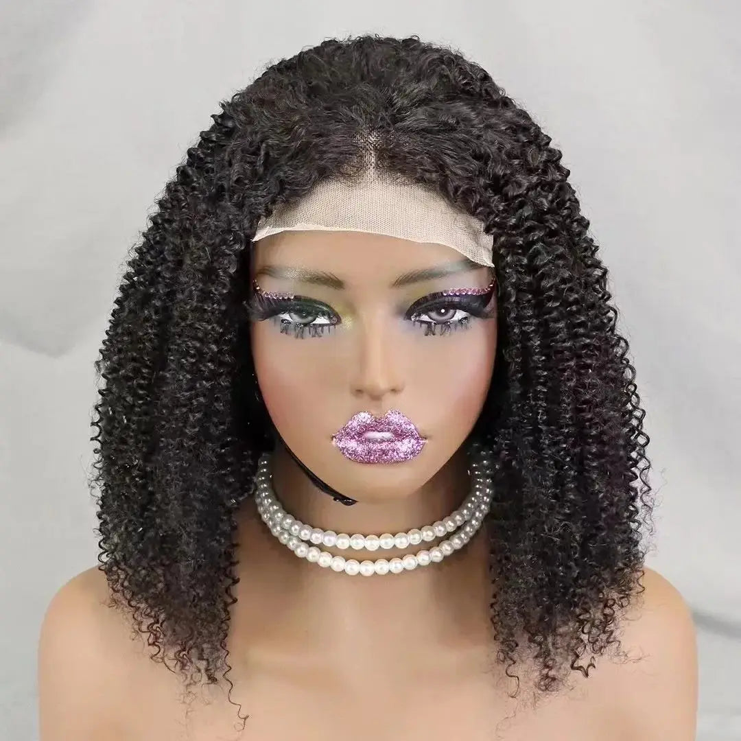 12-16 Inches 4x4 Lace Closure Afor Kinky Curly Bob Human Hair Wigs for Black Women 300% Density Short Bob Hair Wig PrePlucked