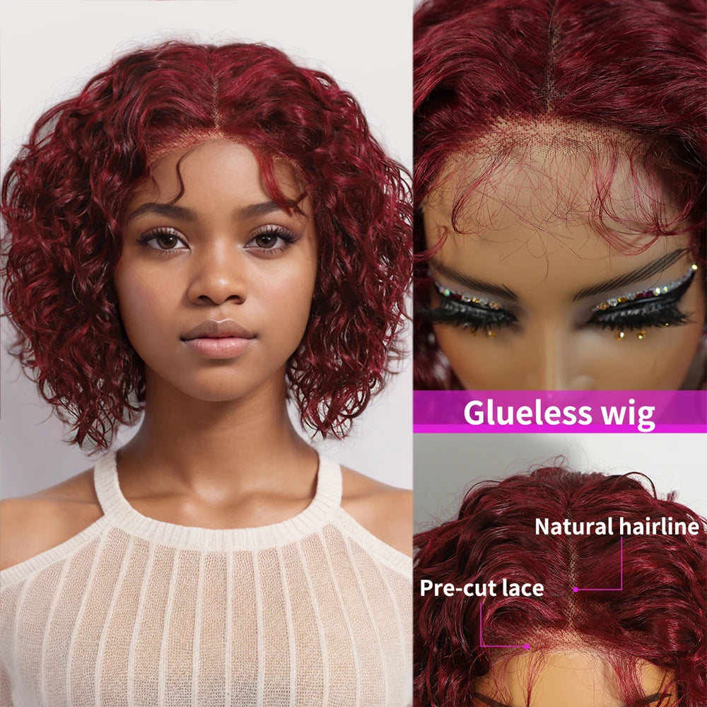 No Glue Water Wave 13x5*1 Loose Wave Glueless Wig Human Hair Ready Pre-Cut Lace Lace Frontal Wigs For Women Pre Plucked 10inch