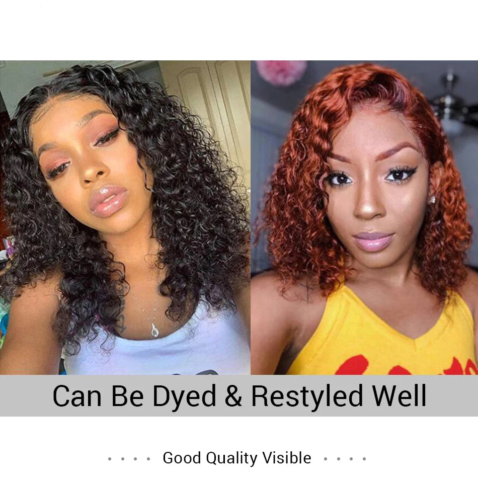 Short Bob Wig Kinky Curly Wear GoGlueless Lace Front Human Hair Wigs for Black Women Pre Plucked Transparent Lace Frontal Wigs