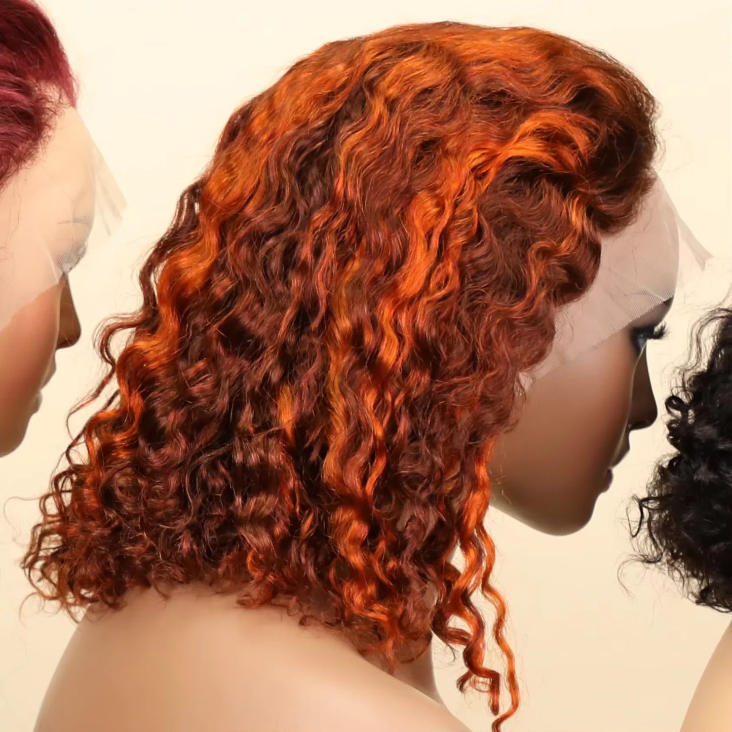 Water Wave 250 Density Short Bob Lace Front Human Hair Wig For Women Deep Wave Pre Plucked Highlight 99J Burgundy Ginger Orange