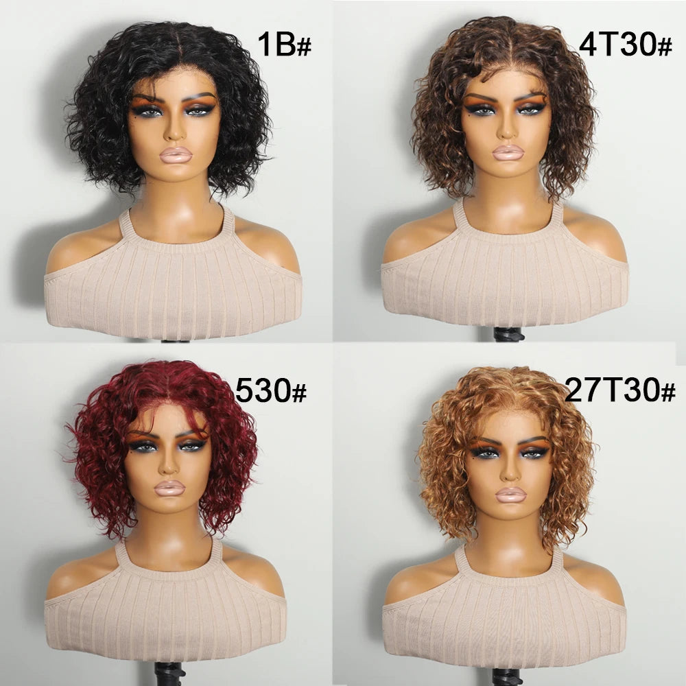 No Glue Water Wave 13x5*1 Loose Wave Glueless Wig Human Hair Ready Pre-Cut Lace Lace Frontal Wigs For Women Pre Plucked 10inch