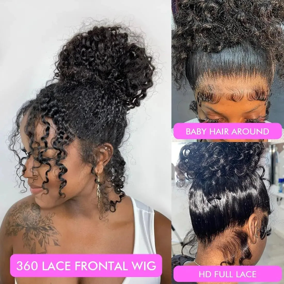 Invisible Strap 360 HD Full Lace Wig Human Hair Glueless Wig Pre Cut Lace 250 Density Deep Curly 360 Lace Front Wig Preplucked