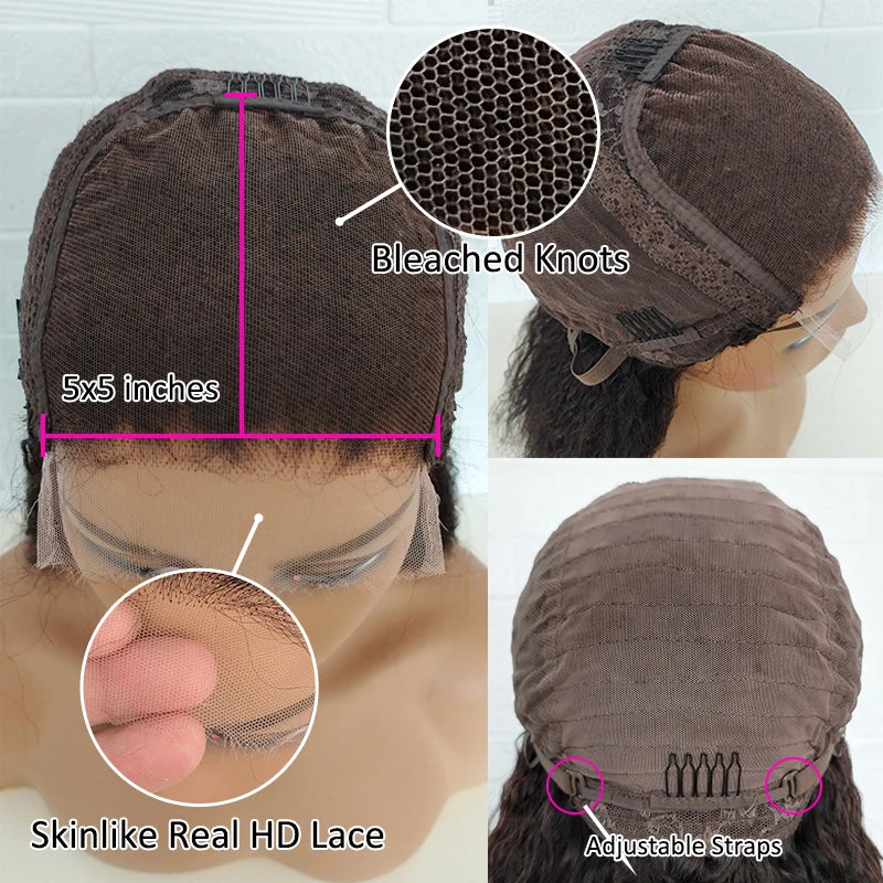 Mongolian Afro Kinky Curly Wig Human Hair 4C Edges Curly 13x6 HD Lace Frontal Human Hair Wigs 5x5 HD Lace Closure Wig For Women