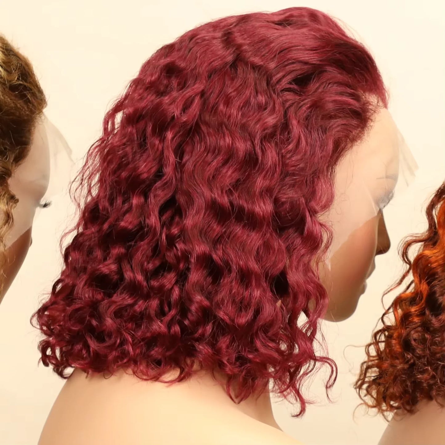 Water Wave 250 Density Short Bob Lace Front Human Hair Wig For Women Deep Wave Pre Plucked Highlight 99J Burgundy Ginger Orange
